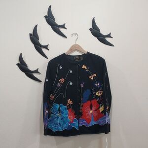 NEW! Vintage 90's Julia Kim Allure Art to Wear Embroidered Butterfly Jacket ~ M